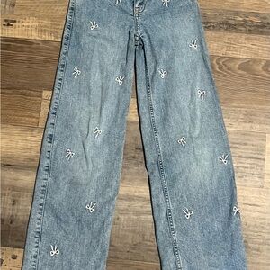 Abercrombie Kids Light Blue Jeans with White Bow Accents
